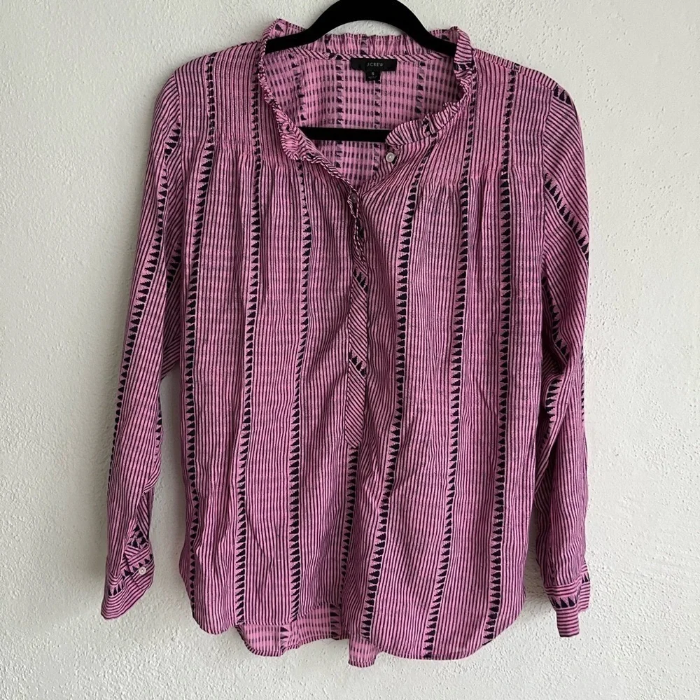 J. Crew Woman Purple Long Sleeve Bottom Down Shirt, Size Small